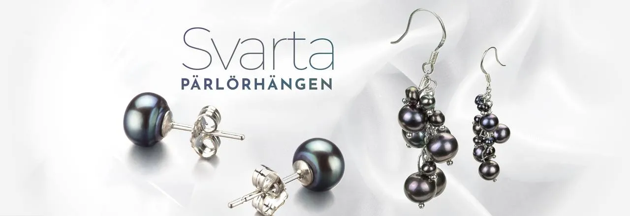 PearlsOnly Svarta pärlörhängen